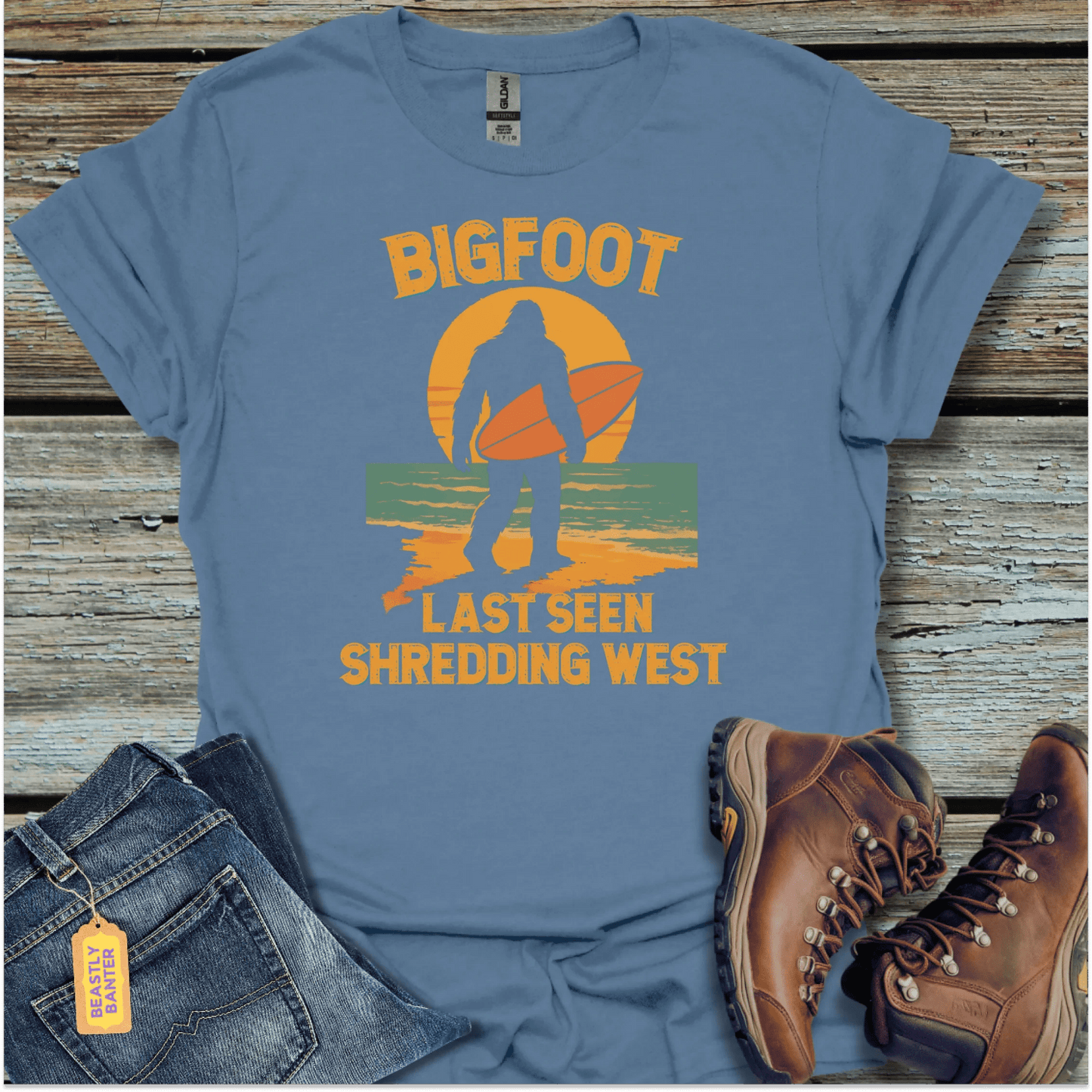 Bigfoot Summer – Last Seen Shredding West Tee - Beastly Banter