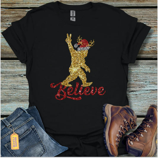 Bigfoot Christmas Believe T-Shirt