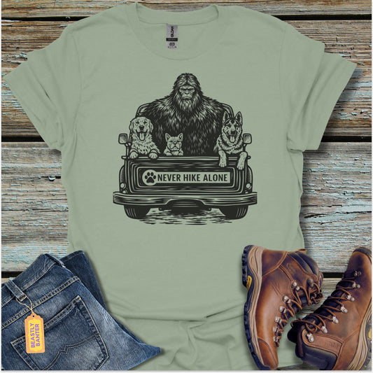 Never Hike Alone Bigfoot T-Shirt