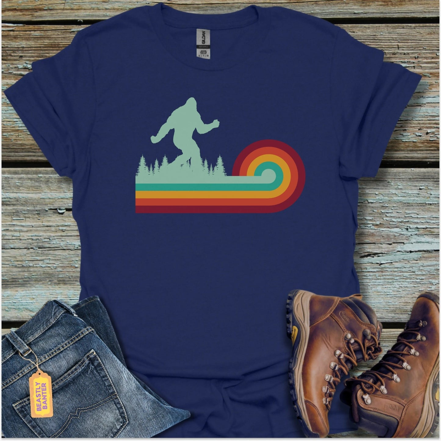 Bigfoot Retro Stripe T-Shirt - Beastly Banter