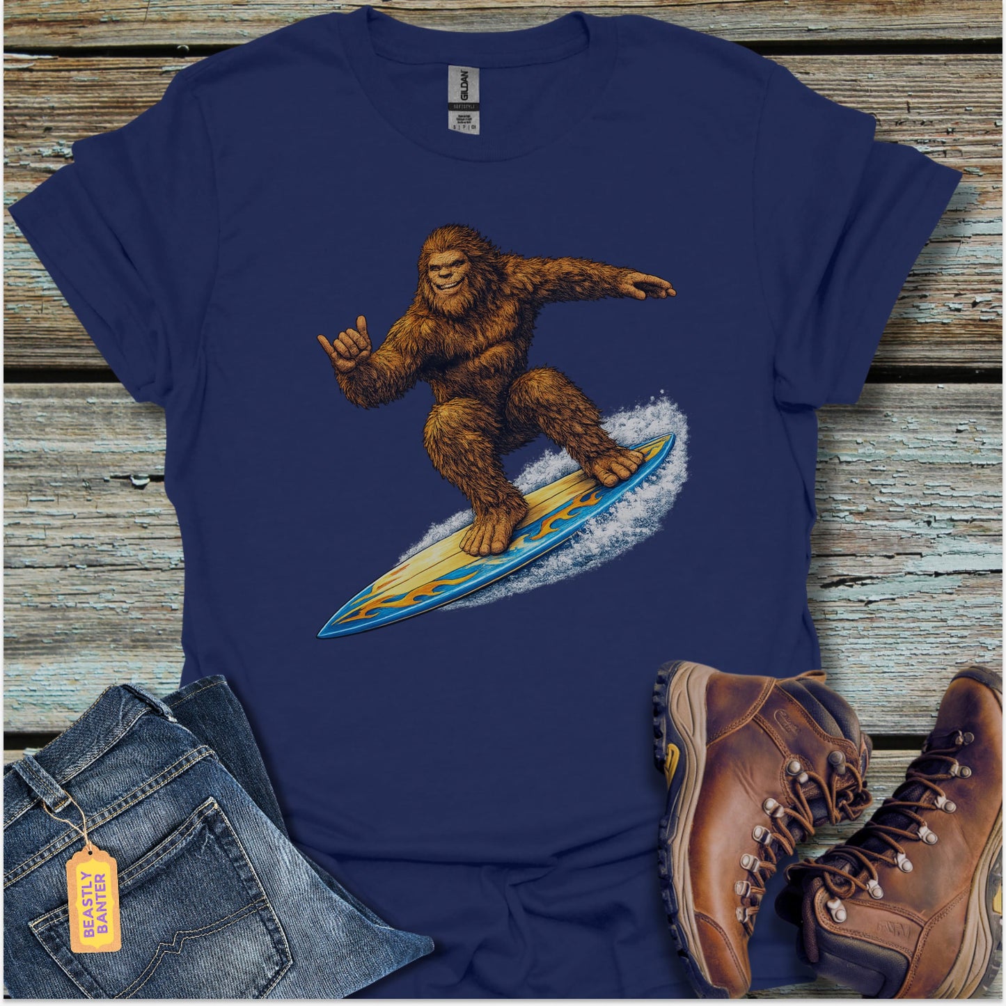 Bigfoot Hang Ten T-Shirt - Beastly Banter