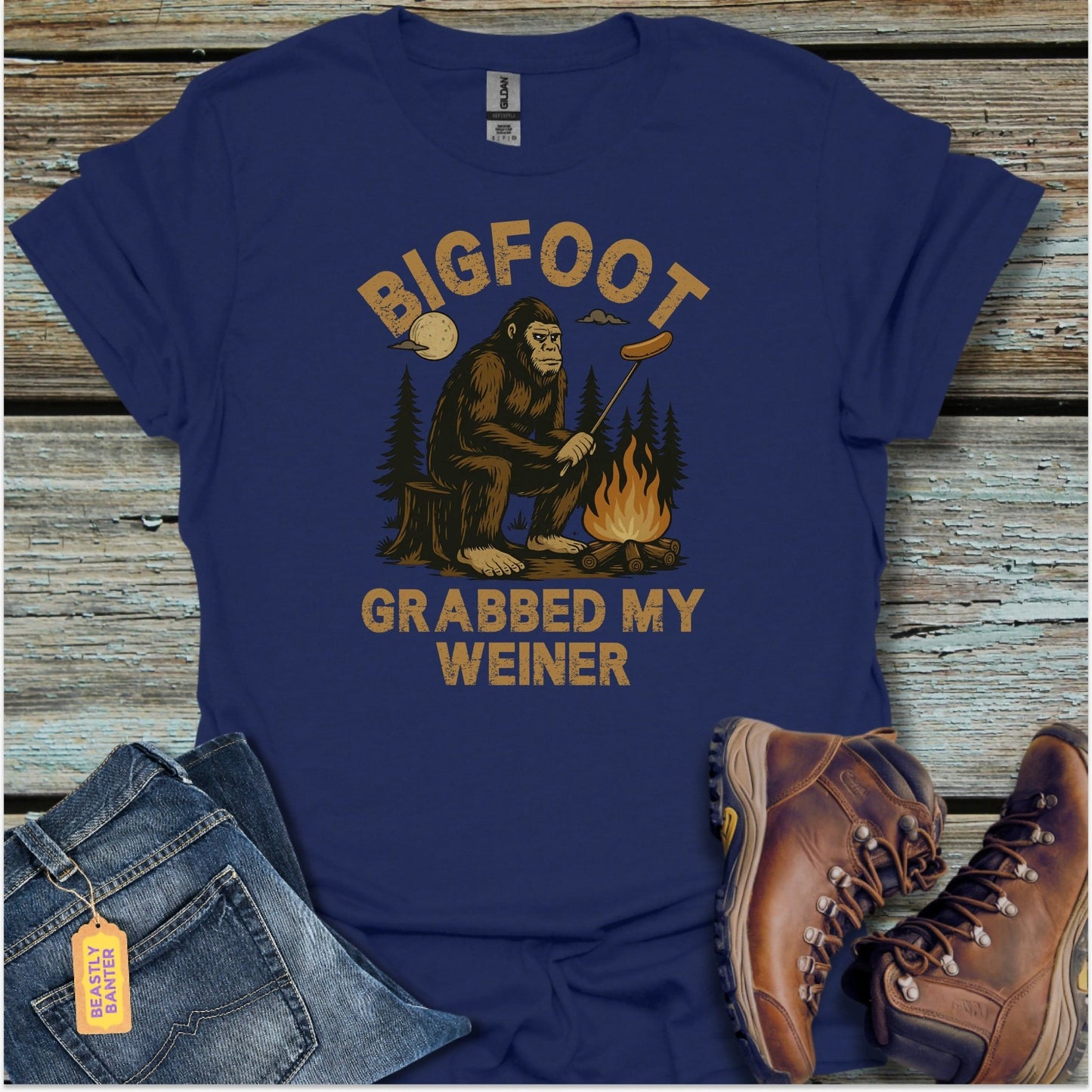 Bigfoot Grabbed My Weiner T-Shirt - Beastly Banter