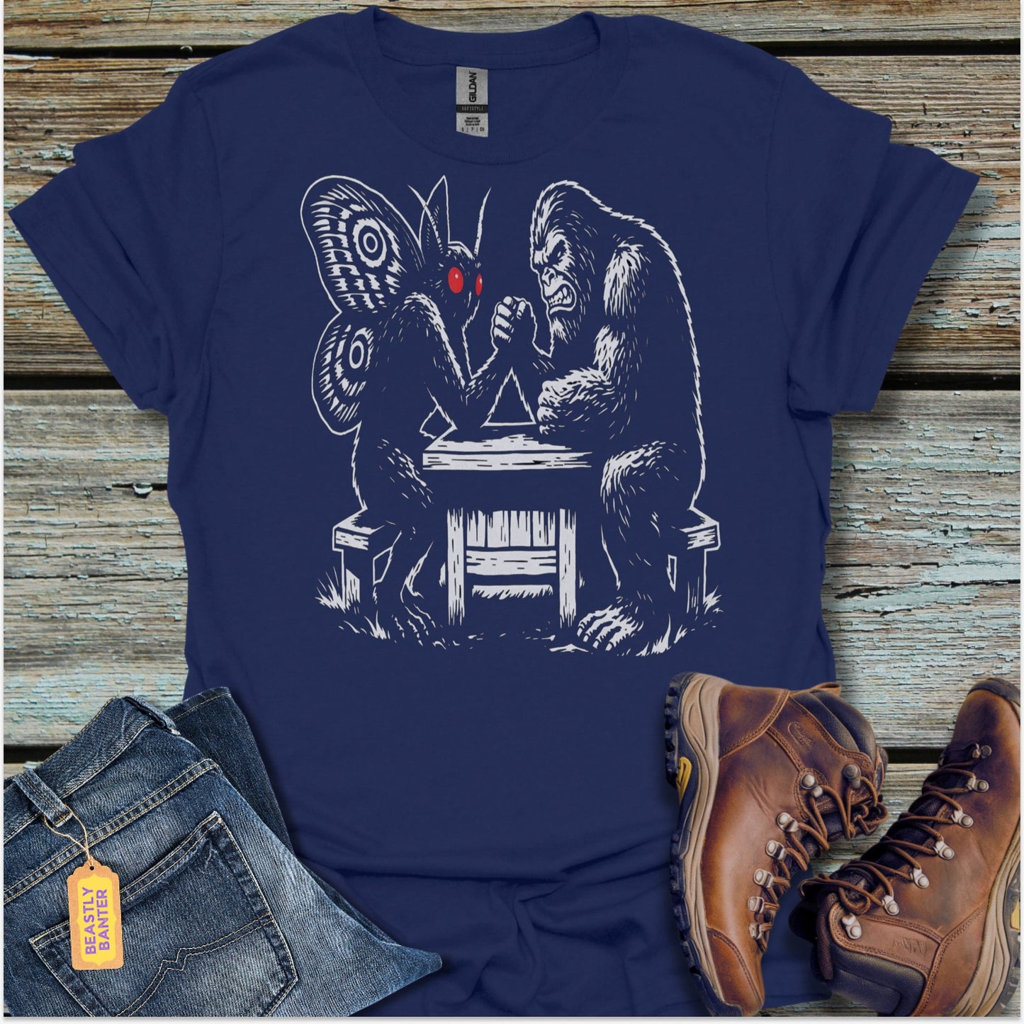 Mothman & Bigfoot Standoff T-Shirt - Beastly Banter
