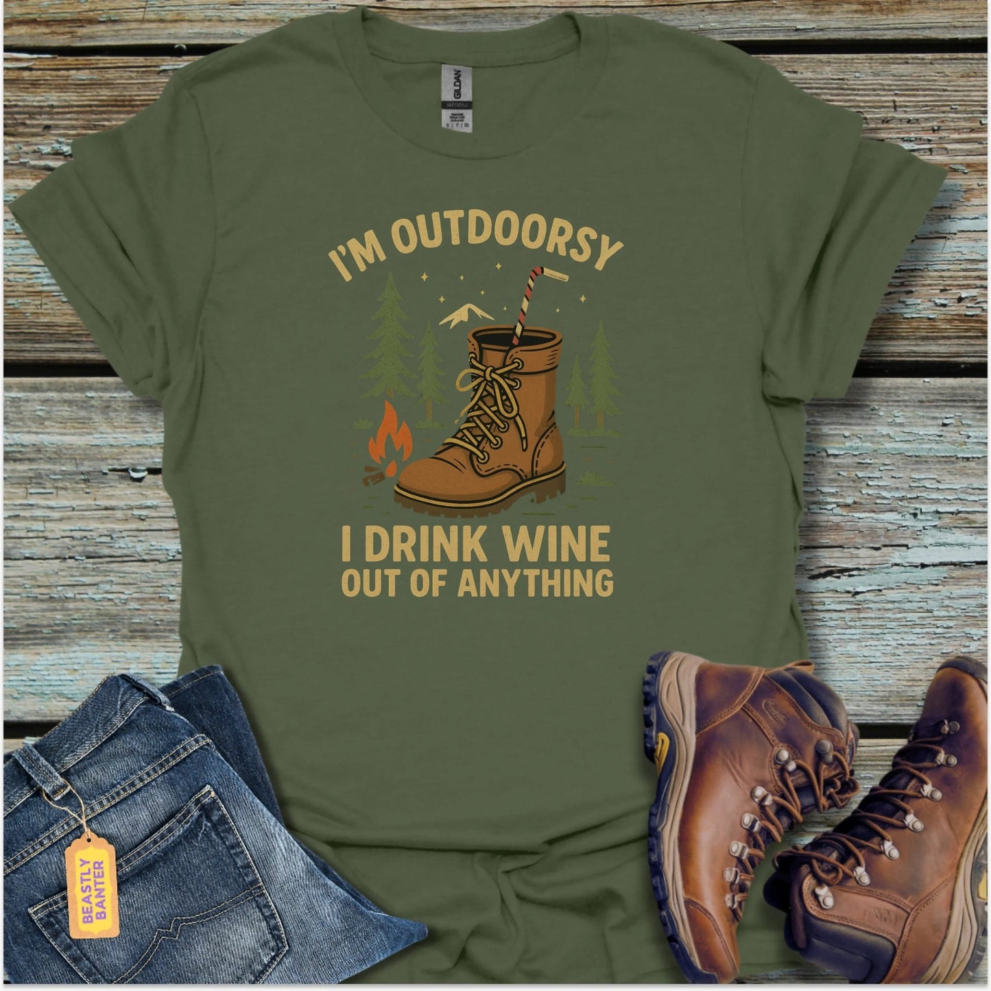 I’m Outdoorsy Wine T-Shirt - Beastly Banter