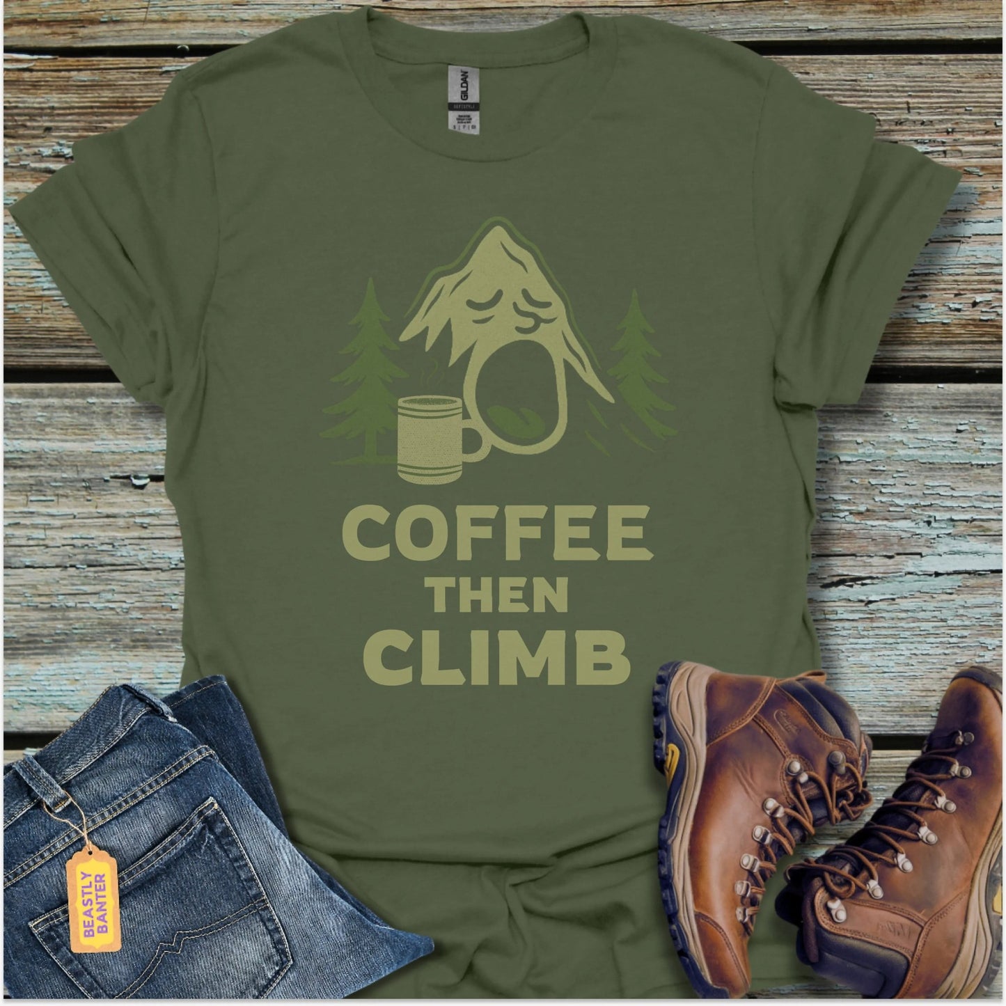 Coffee Then Climb T-Shirt - Beastly Banter