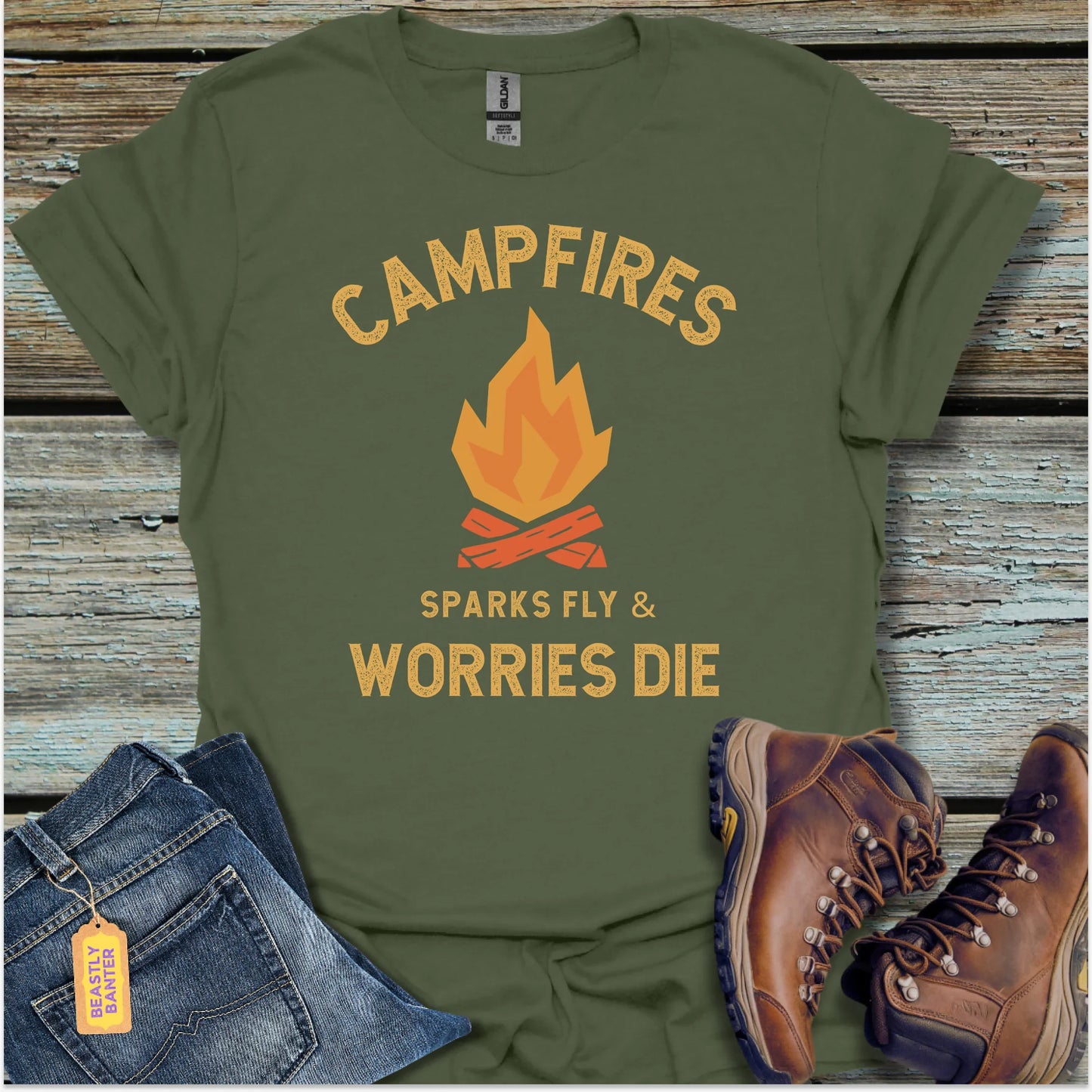 Campfire Worries Die T-Shirt