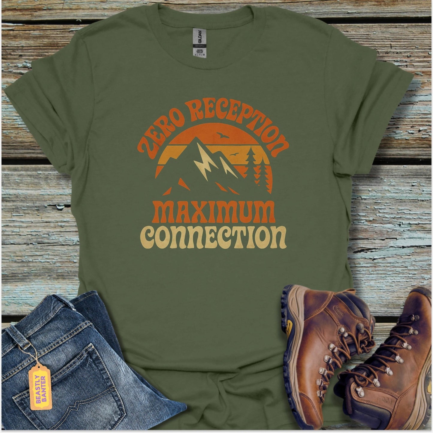 Zero Reception Max Connection Hiking T-Shirt - Beastly Banter