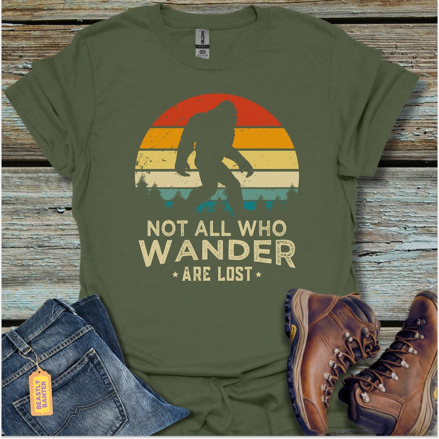 Bigfoot Not All Who Wander T-Shirt - Beastly Banter