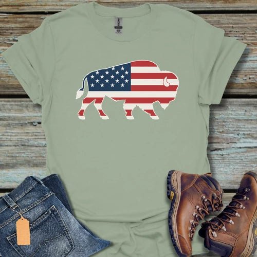 American Flag Buffalo T‑Shirt - Beastly Banter