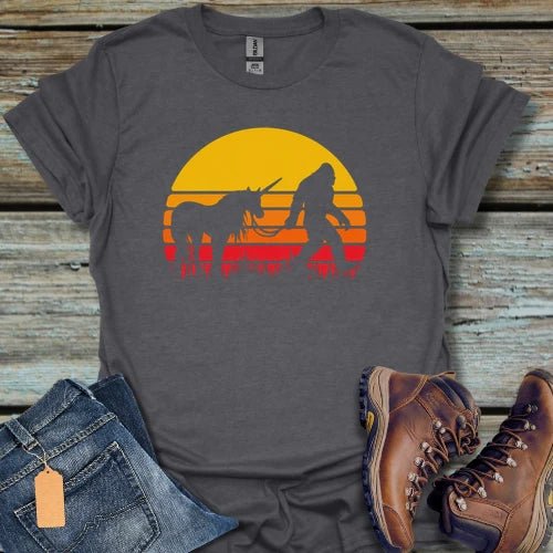Bigfoot Unicorn Sunset T-Shirt - Beastly Banter