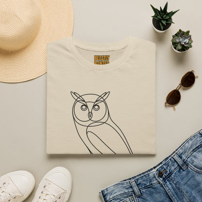 Owl Line Art T-Shirt — Minimalist Wildlife Graphic Tee