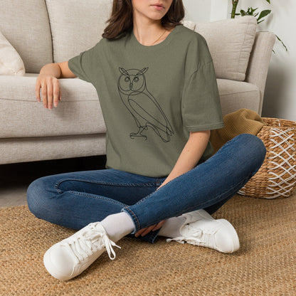 Owl Line Art T-Shirt — Minimalist Wildlife Graphic Tee