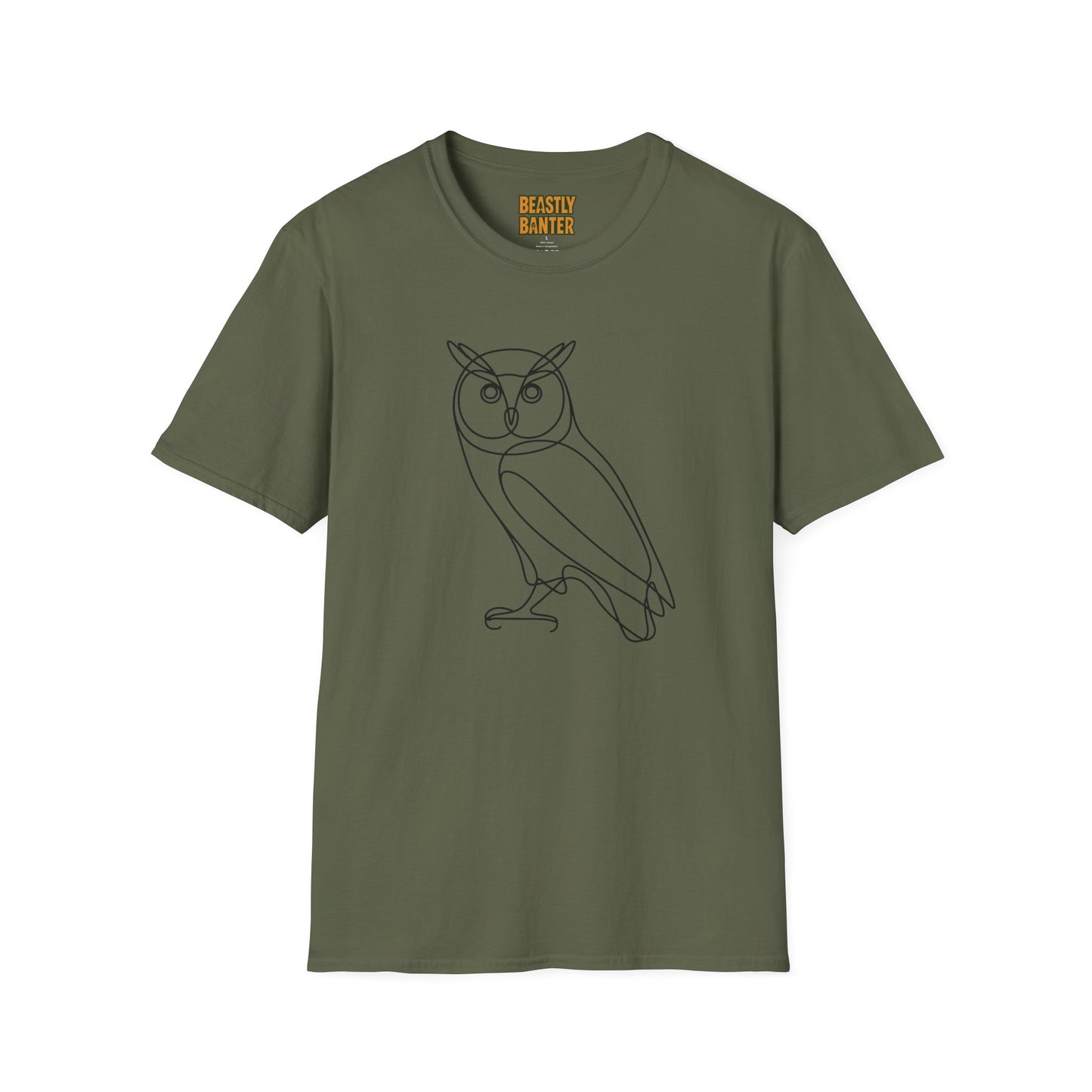 Owl Line Art T-Shirt — Minimalist Wildlife Graphic Tee