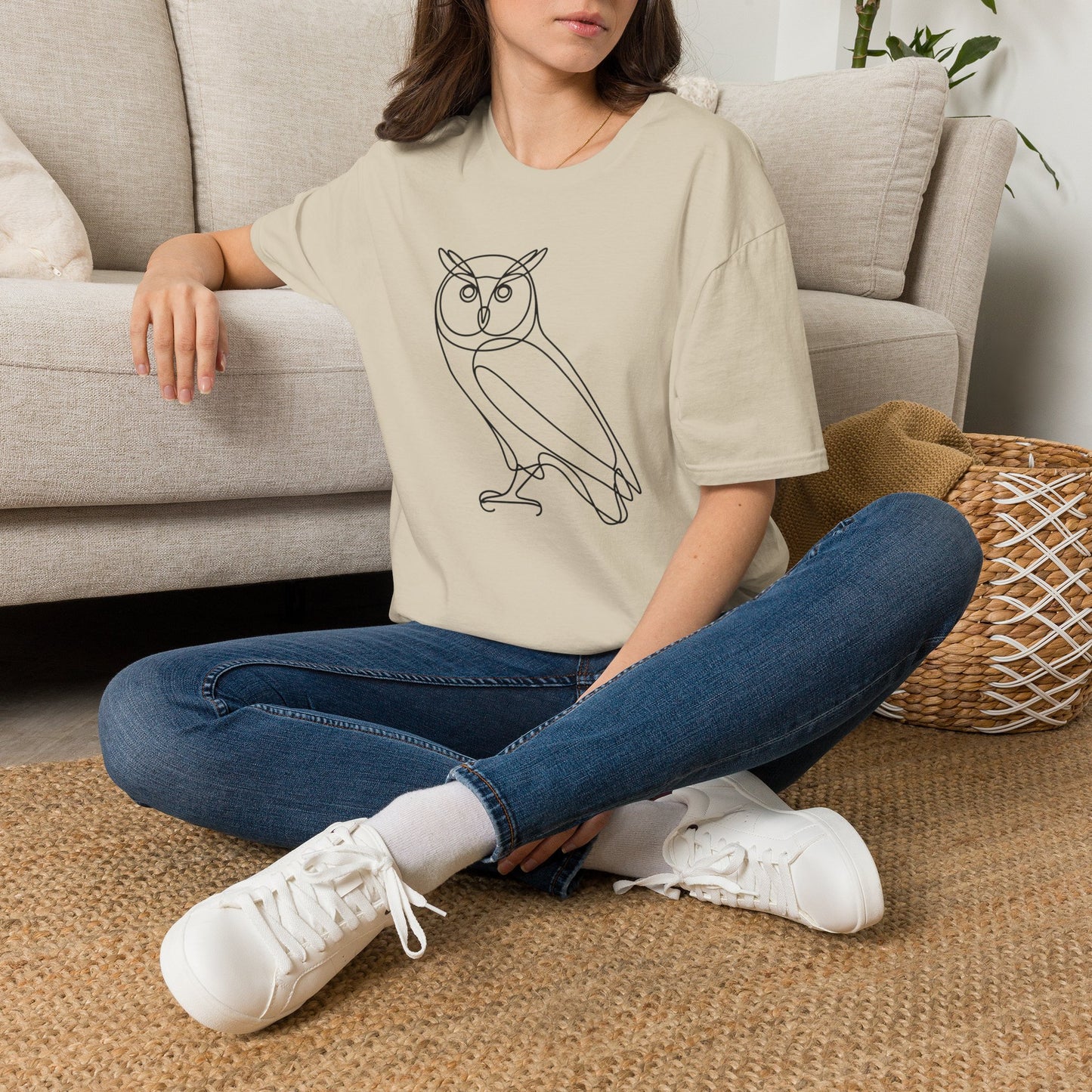 Owl Line Art T-Shirt — Minimalist Wildlife Graphic Tee