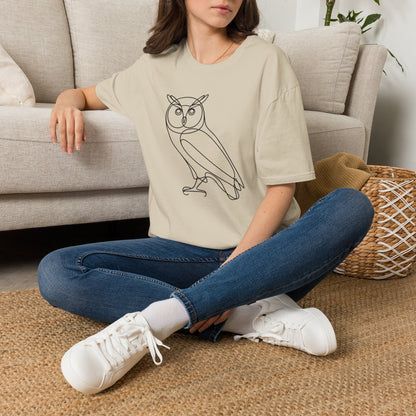 Owl Line Art T-Shirt — Minimalist Wildlife Graphic Tee
