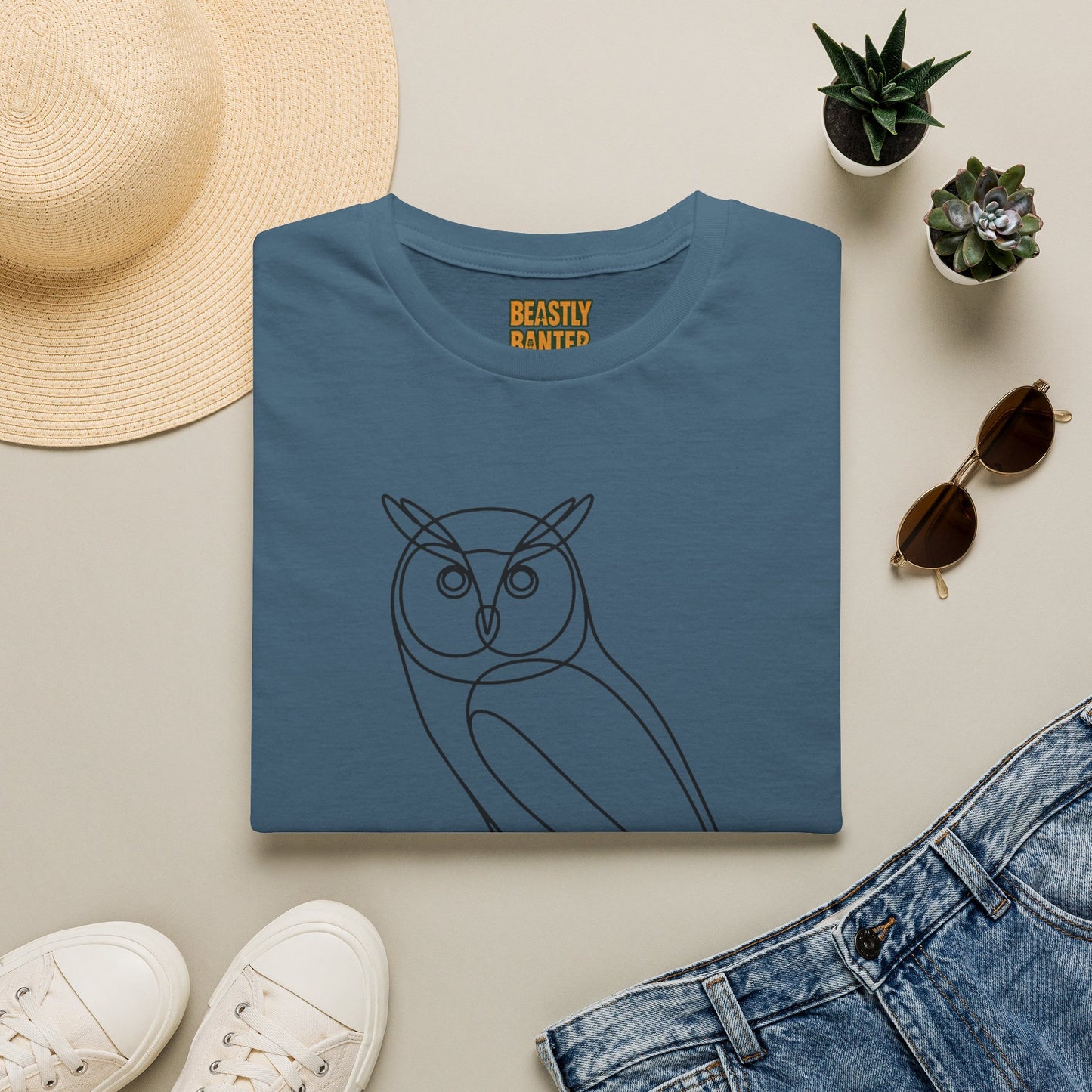 Owl Line Art T-Shirt — Minimalist Wildlife Graphic Tee