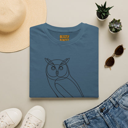 Owl Line Art T-Shirt — Minimalist Wildlife Graphic Tee