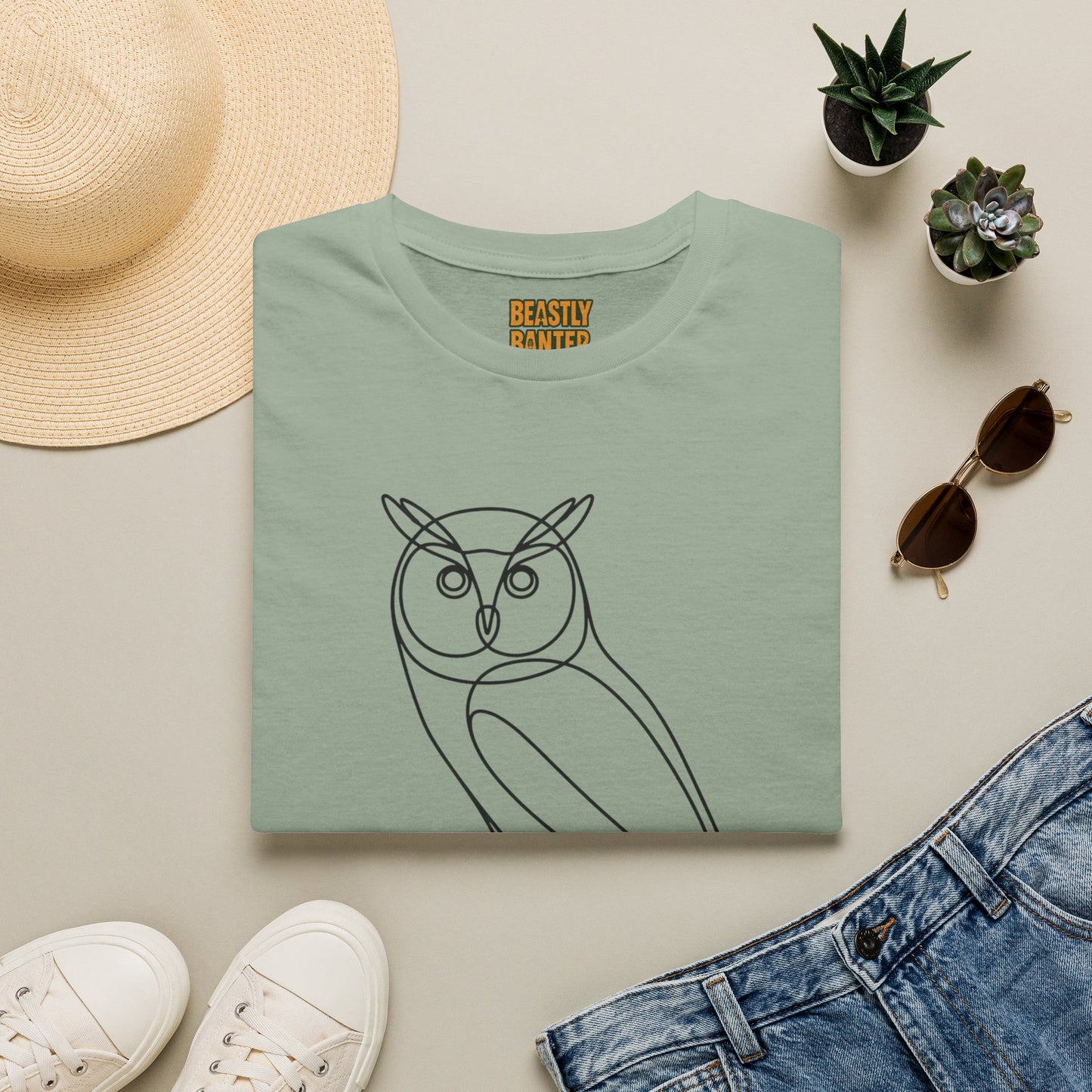 Owl Line Art T-Shirt — Minimalist Wildlife Graphic Tee