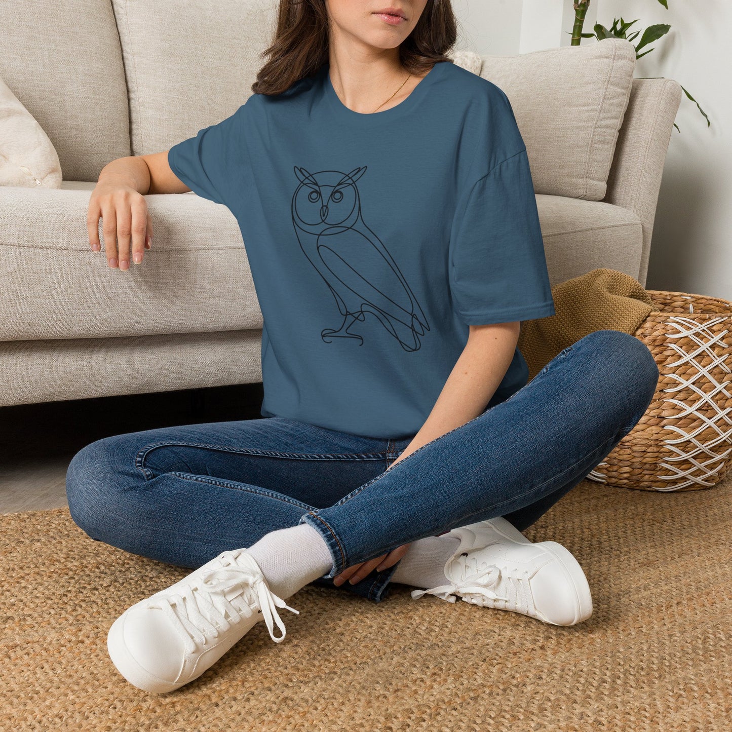 Owl Line Art T-Shirt — Minimalist Wildlife Graphic Tee