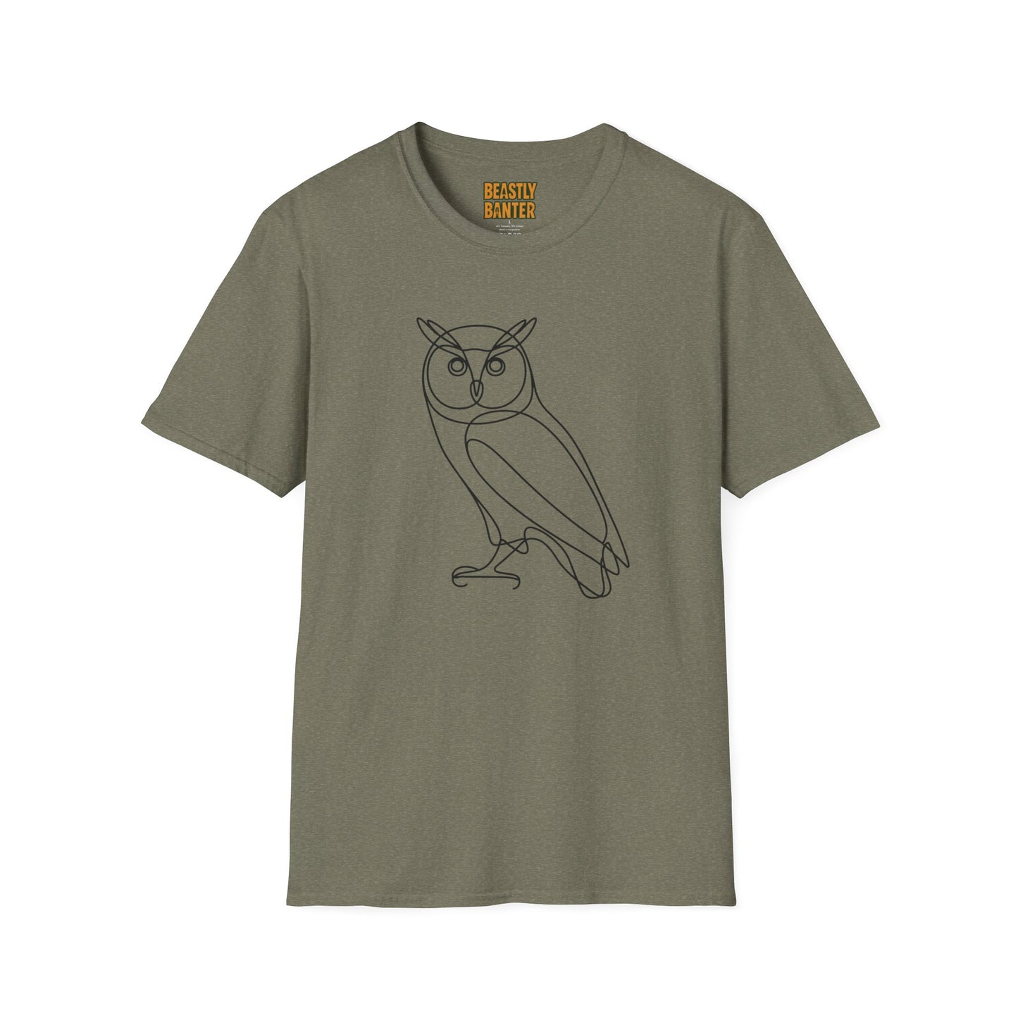 Owl Line Art T-Shirt — Minimalist Wildlife Graphic Tee