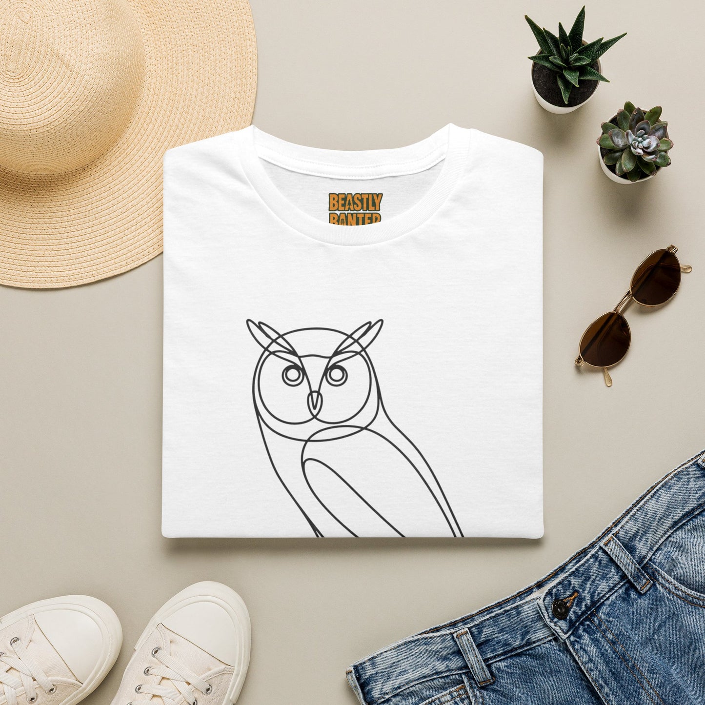 Owl Line Art T-Shirt — Minimalist Wildlife Graphic Tee