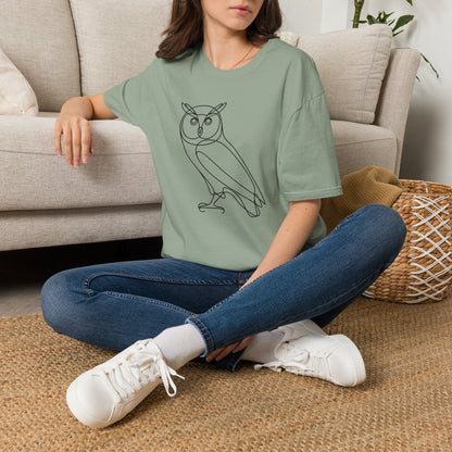 Owl Line Art T-Shirt — Minimalist Wildlife Graphic Tee