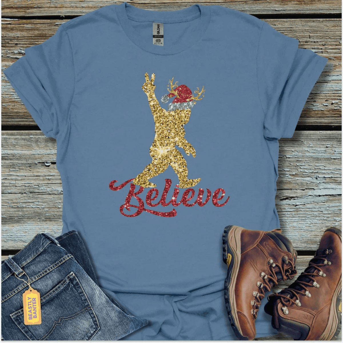 Bigfoot Christmas Sparkle T-Shirt - Beastly Banter