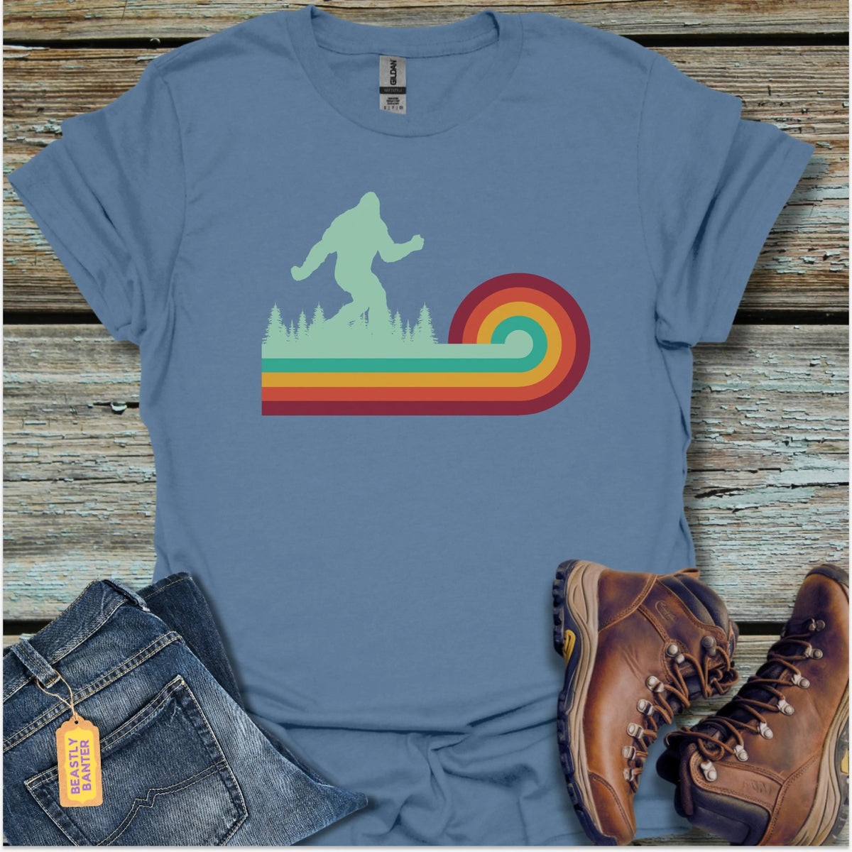 Bigfoot Retro Stripe T-Shirt - Beastly Banter