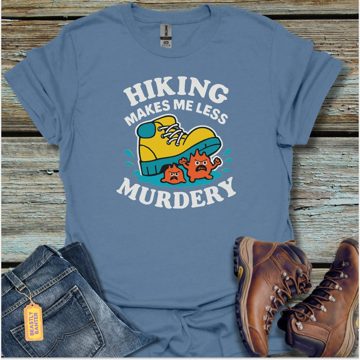 Less Murdery Hiker T-Shirt - Beastly Banter