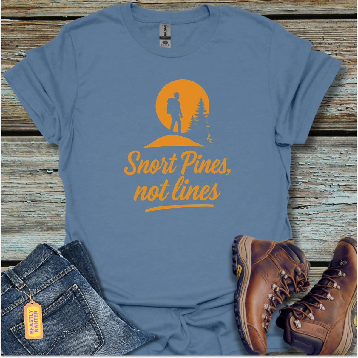 Snort Pines, Not Lines Hiker T-Shirt - Beastly Banter