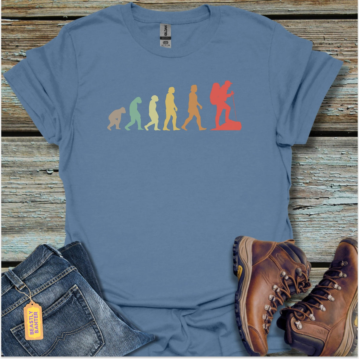 Evolution Of A Hiker T-Shirt - Beastly Banter