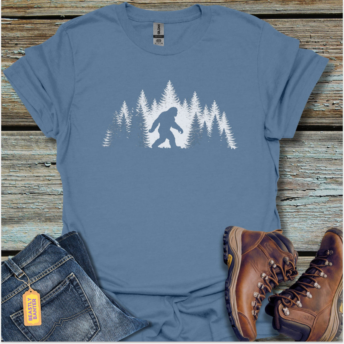 Bigfoot Winter Night T-Shirt - Beastly Banter