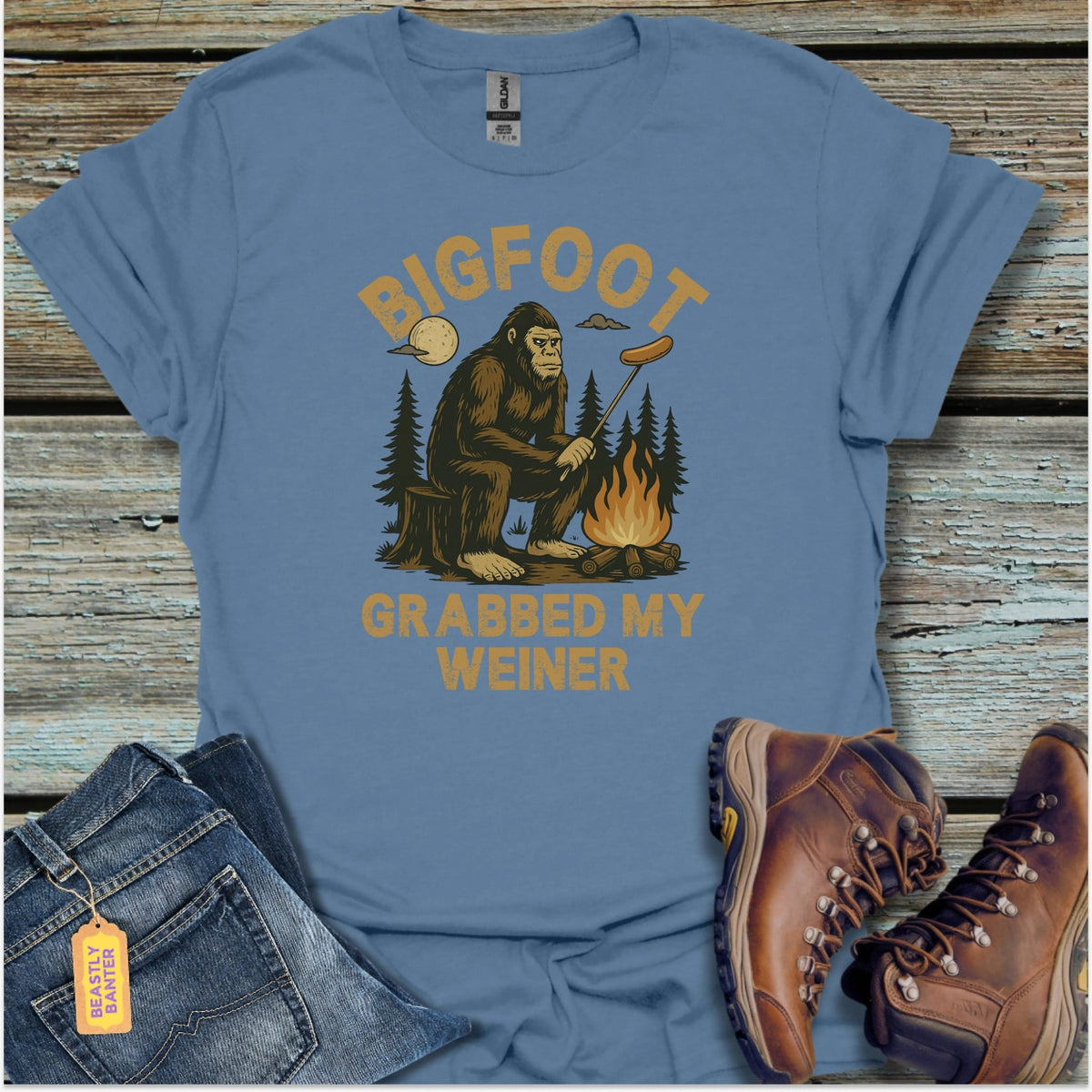 Bigfoot Grabbed My Weiner T-Shirt - Beastly Banter