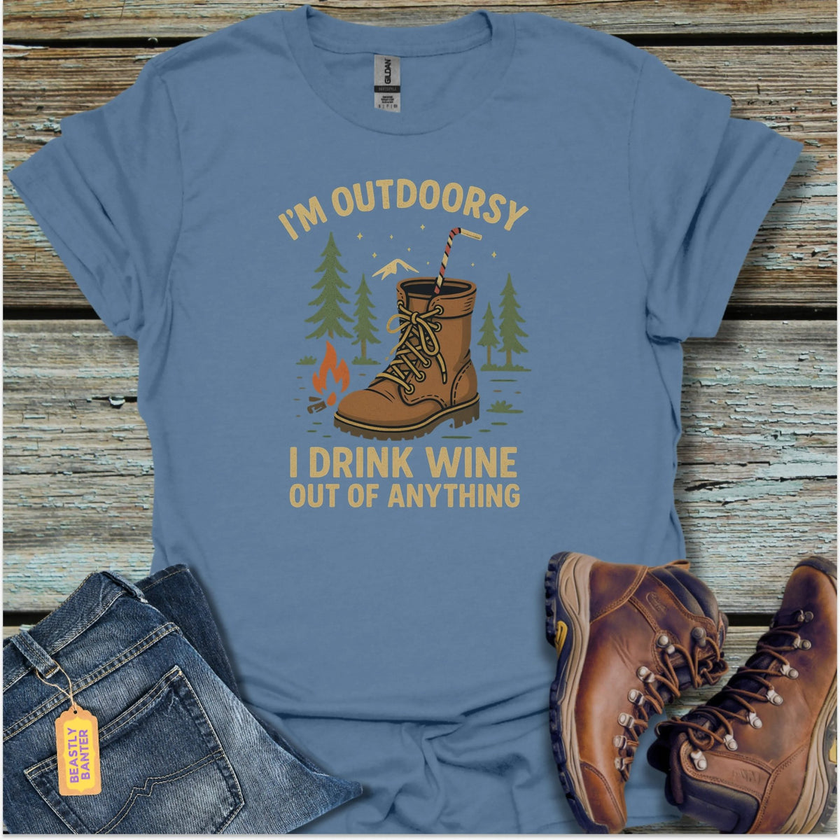 I’m Outdoorsy Wine T-Shirt - Beastly Banter