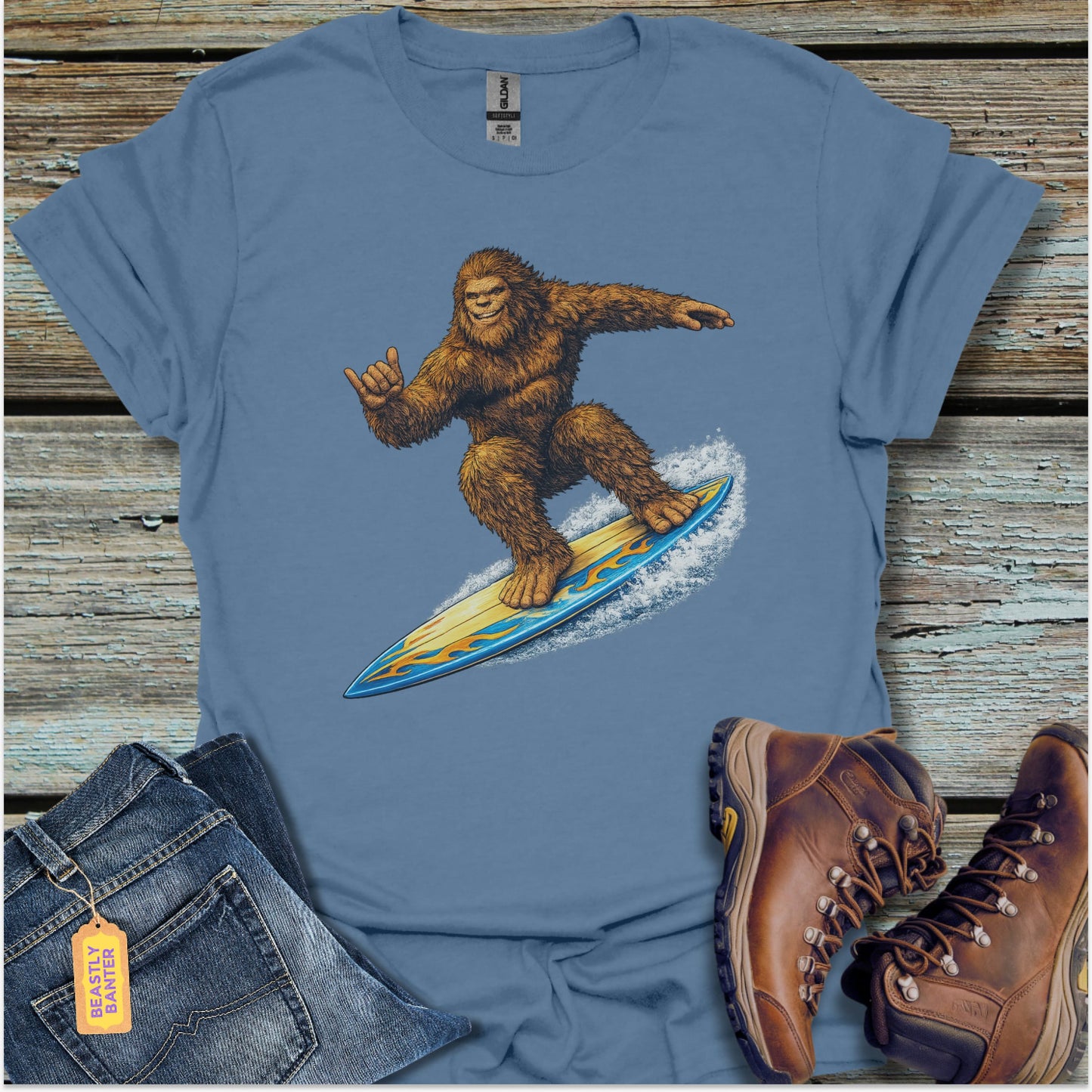 Bigfoot Hang Ten T-Shirt - Beastly Banter