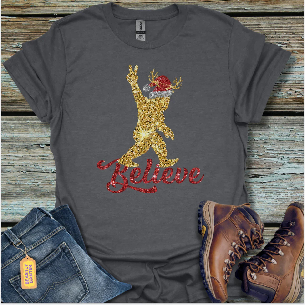 Bigfoot Christmas Believe T-Shirt