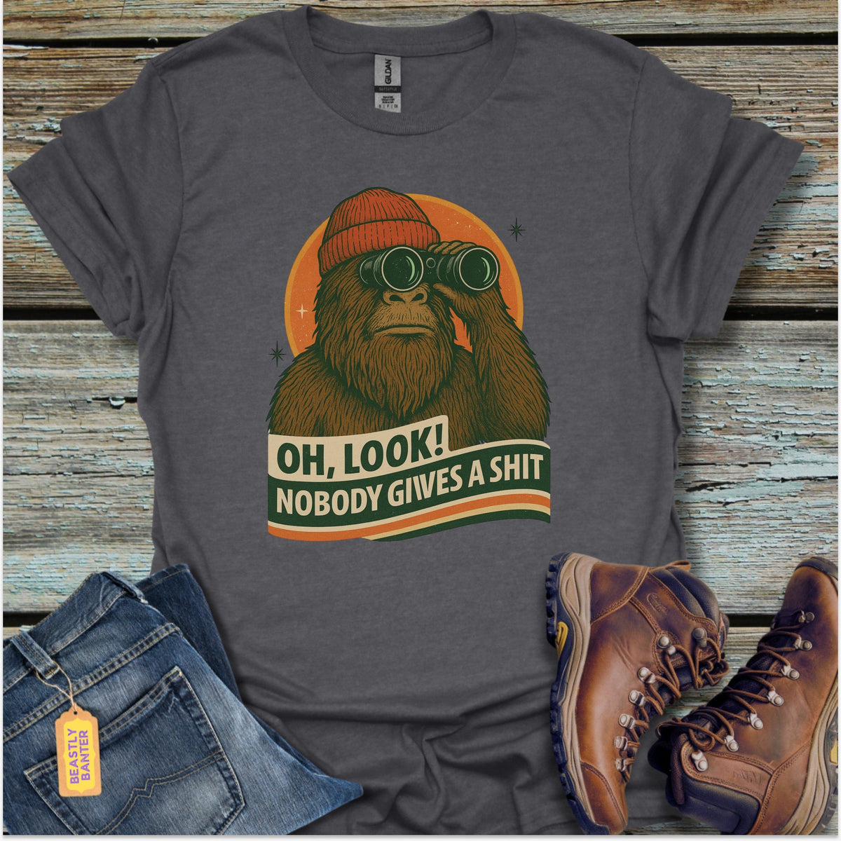 Nobody Cares Bigfoot T-Shirt - Beastly Banter