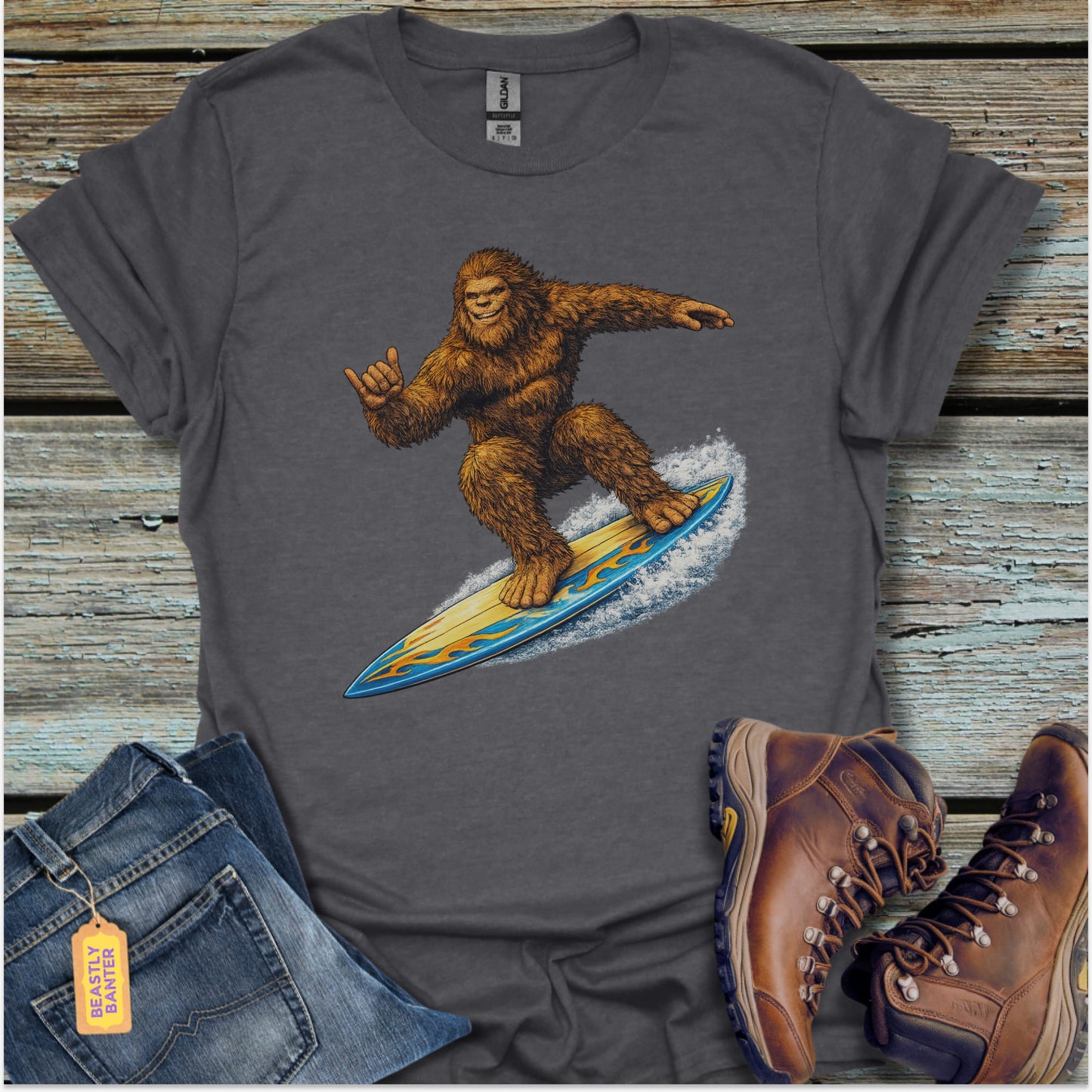 Bigfoot Hang Ten T-Shirt - Beastly Banter