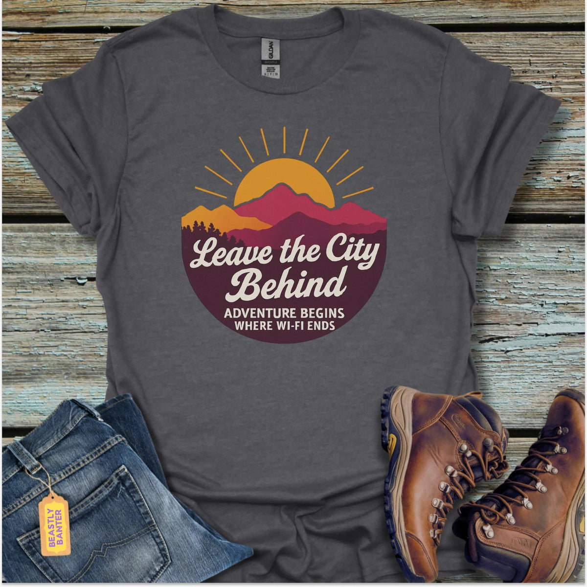 Leave the City Behind Hiking T-Shirt - Beastly Banter