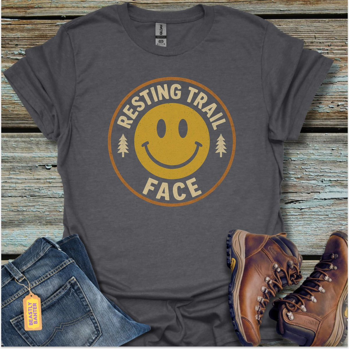 Resting Trail Face Hiking T-Shirt - Beastly Banter