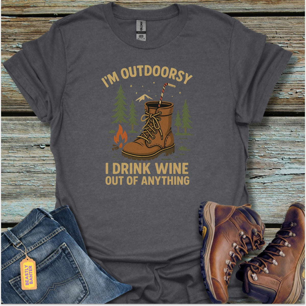 I’m Outdoorsy Wine T-Shirt - Beastly Banter