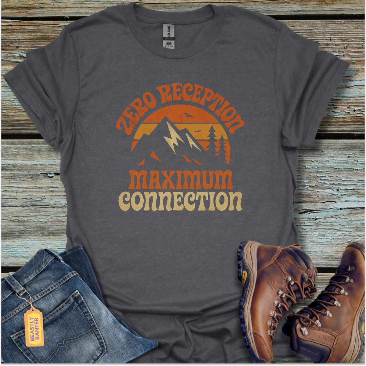 Zero Reception Max Connection Hiking T-Shirt - Beastly Banter