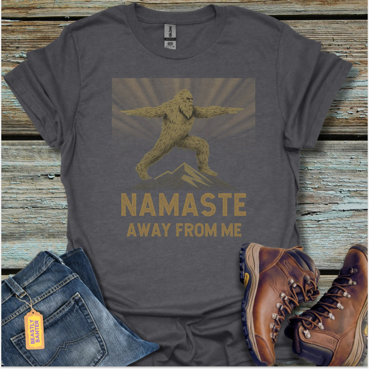 Namaste Away Bigfoot T-Shirt - Beastly Banter