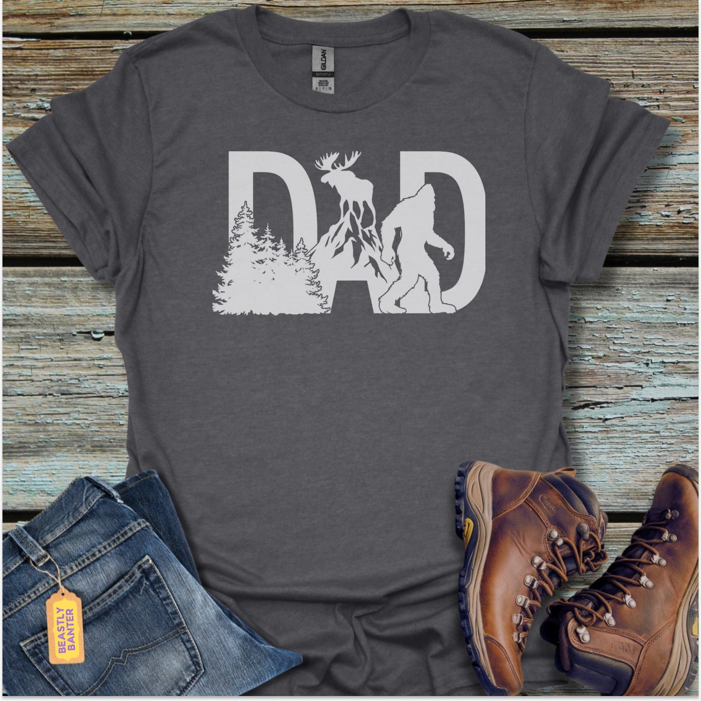 Bigfoot Moose Wild Dad T-Shirt - Beastly Banter