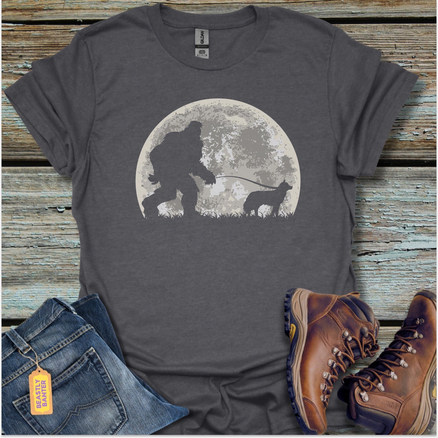 Bigfoot Dog Walker T-Shirt - Beastly Banter
