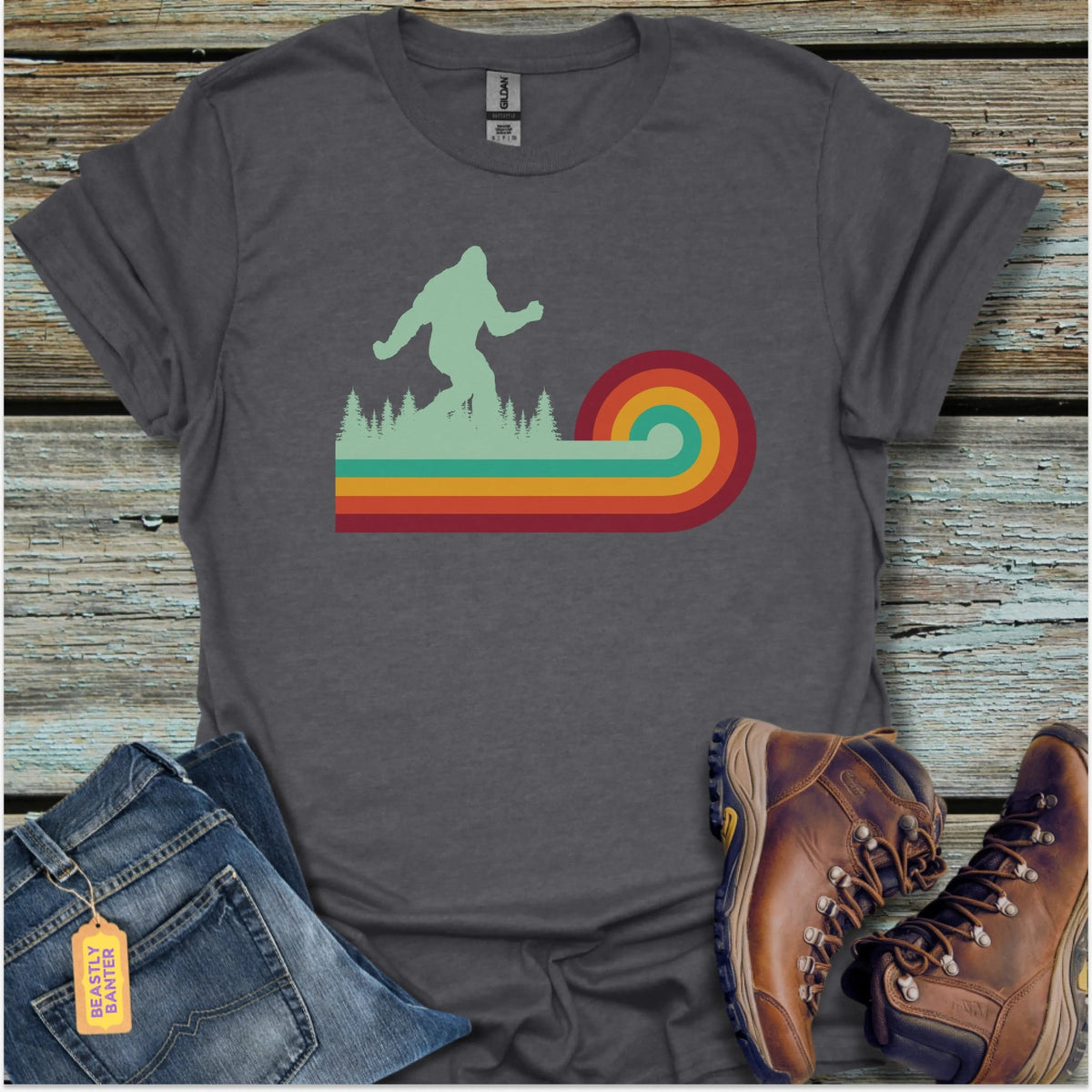 Bigfoot Retro Stripe T-Shirt - Beastly Banter