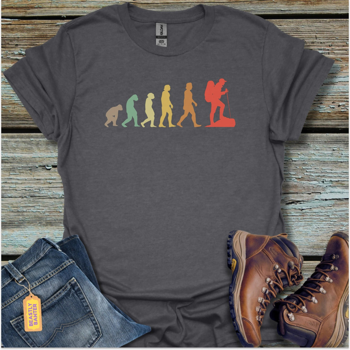 Evolution Of A Hiker T-Shirt - Beastly Banter