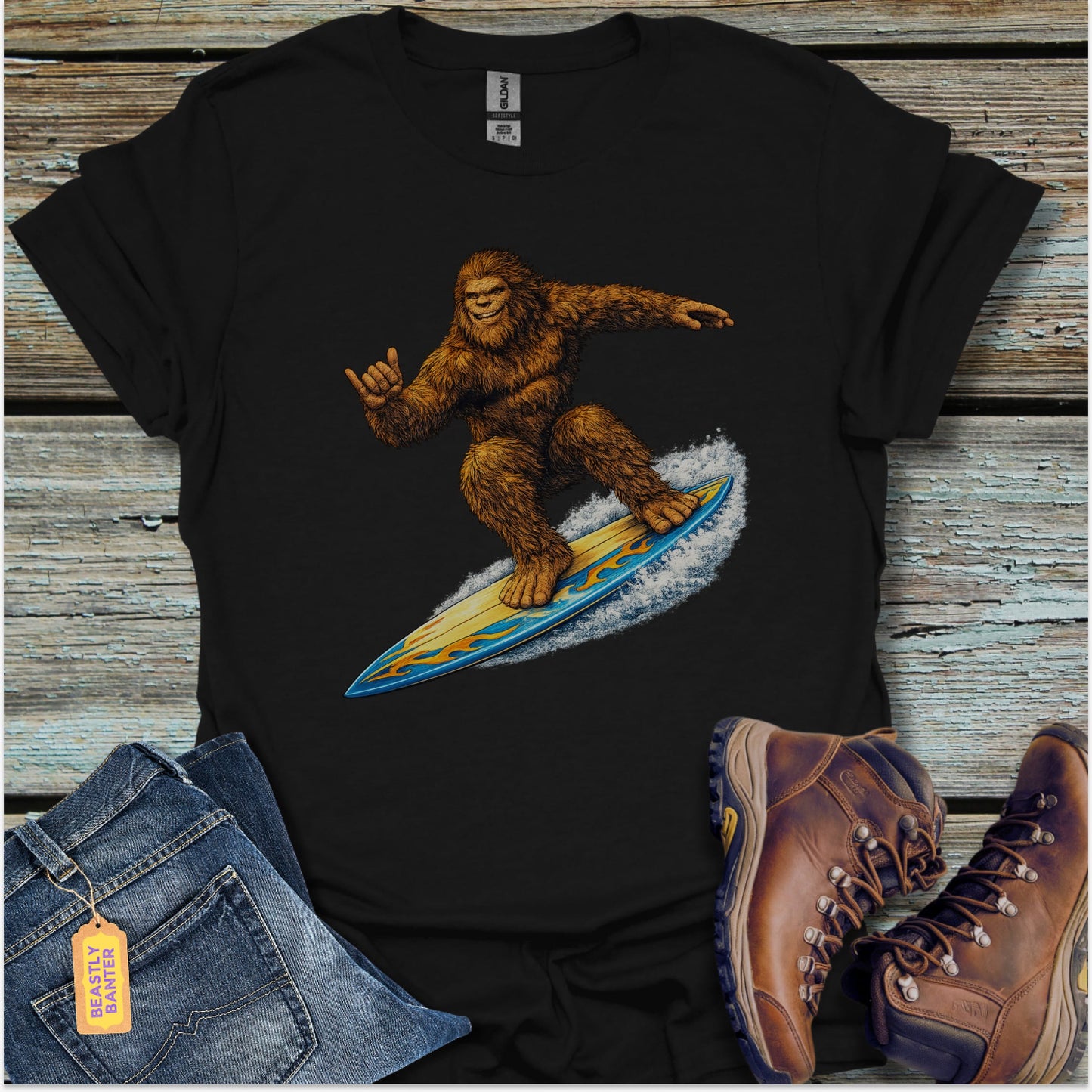 Bigfoot Hang Ten T-Shirt - Beastly Banter