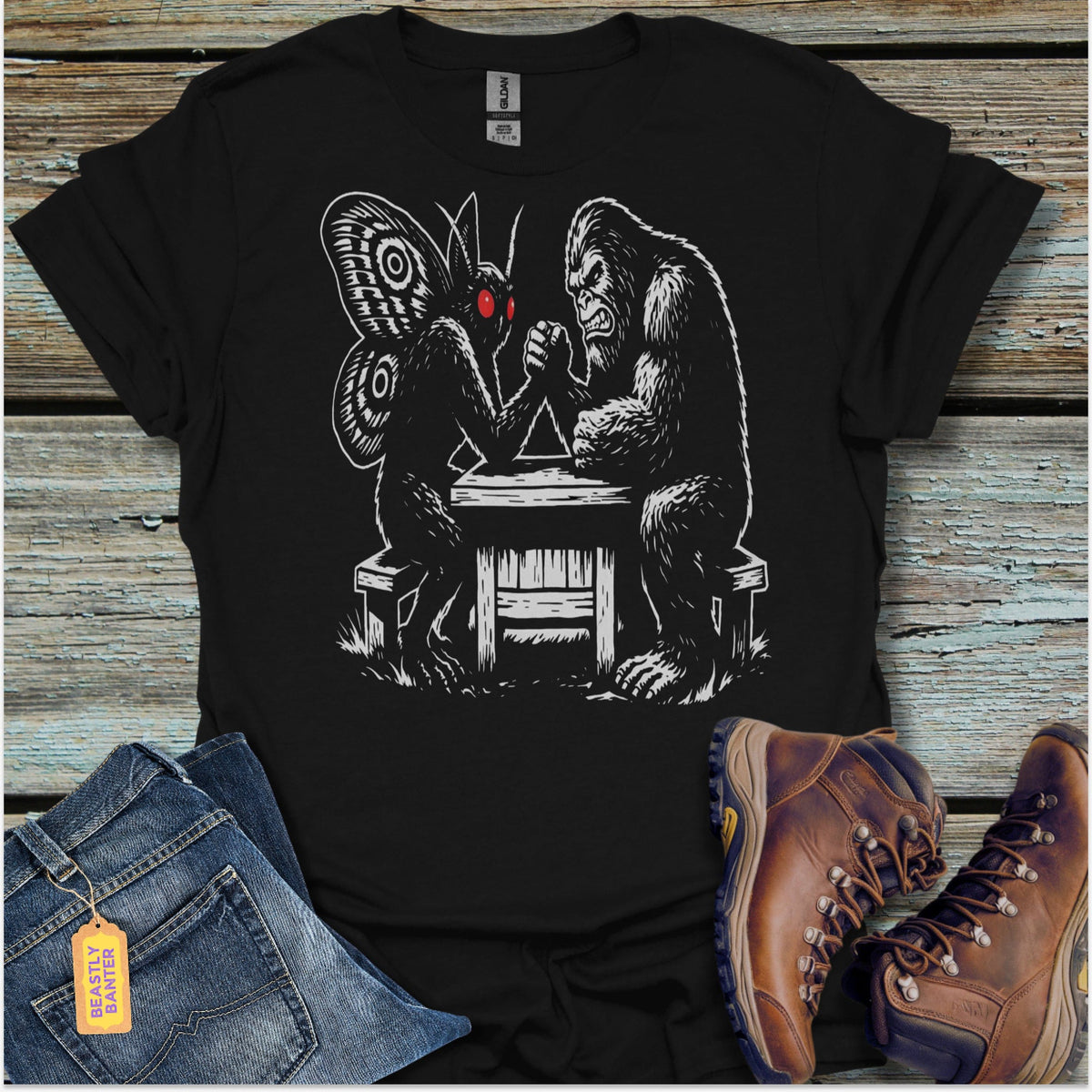 Mothman & Bigfoot Standoff T-Shirt - Beastly Banter