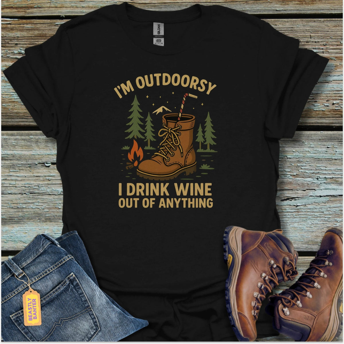 I’m Outdoorsy Wine T-Shirt - Beastly Banter